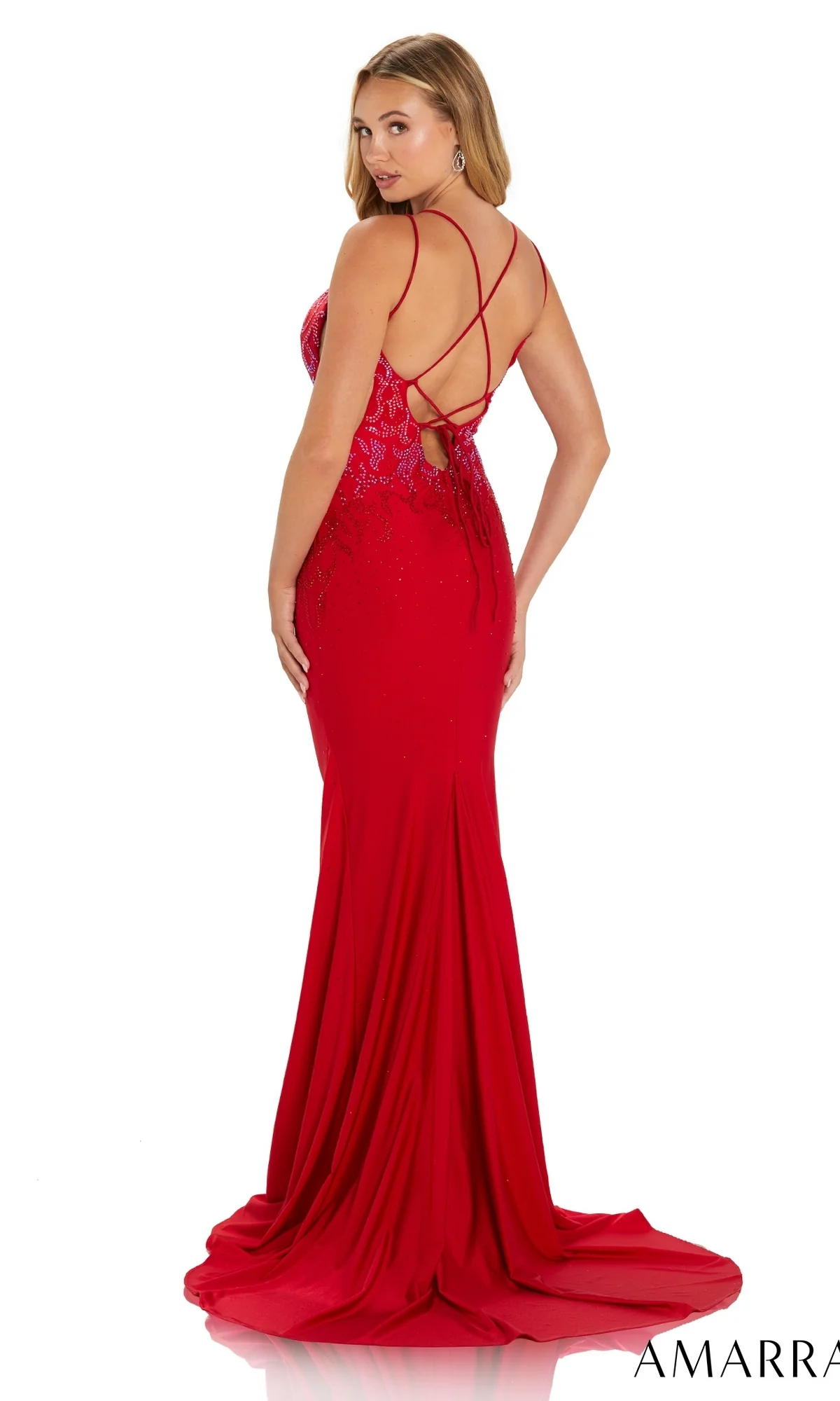 Amarra Backless Long Jersey Prom Dress with Beads - Image 14