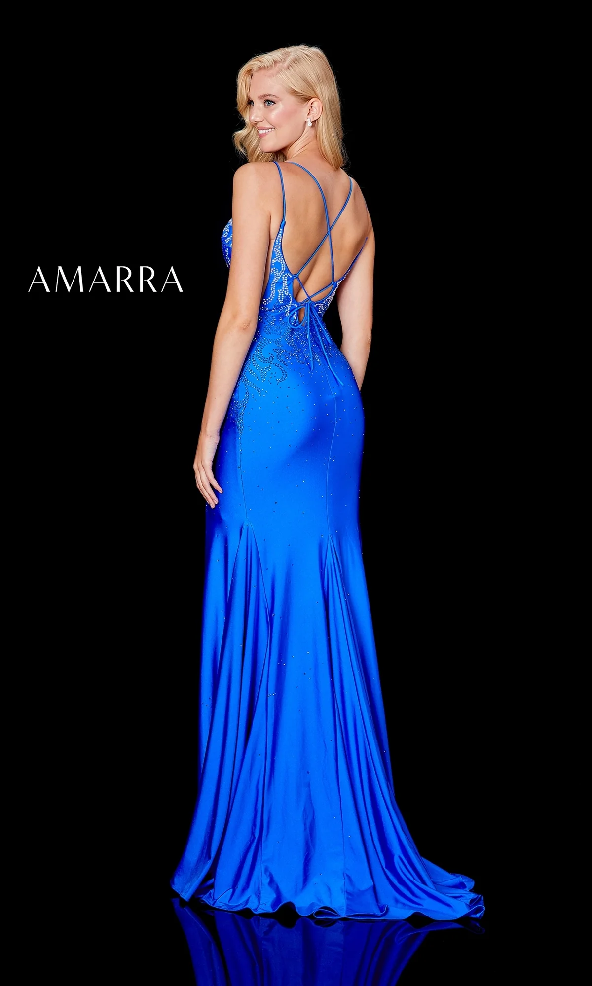 Amarra Backless Long Jersey Prom Dress with Beads - Image 15
