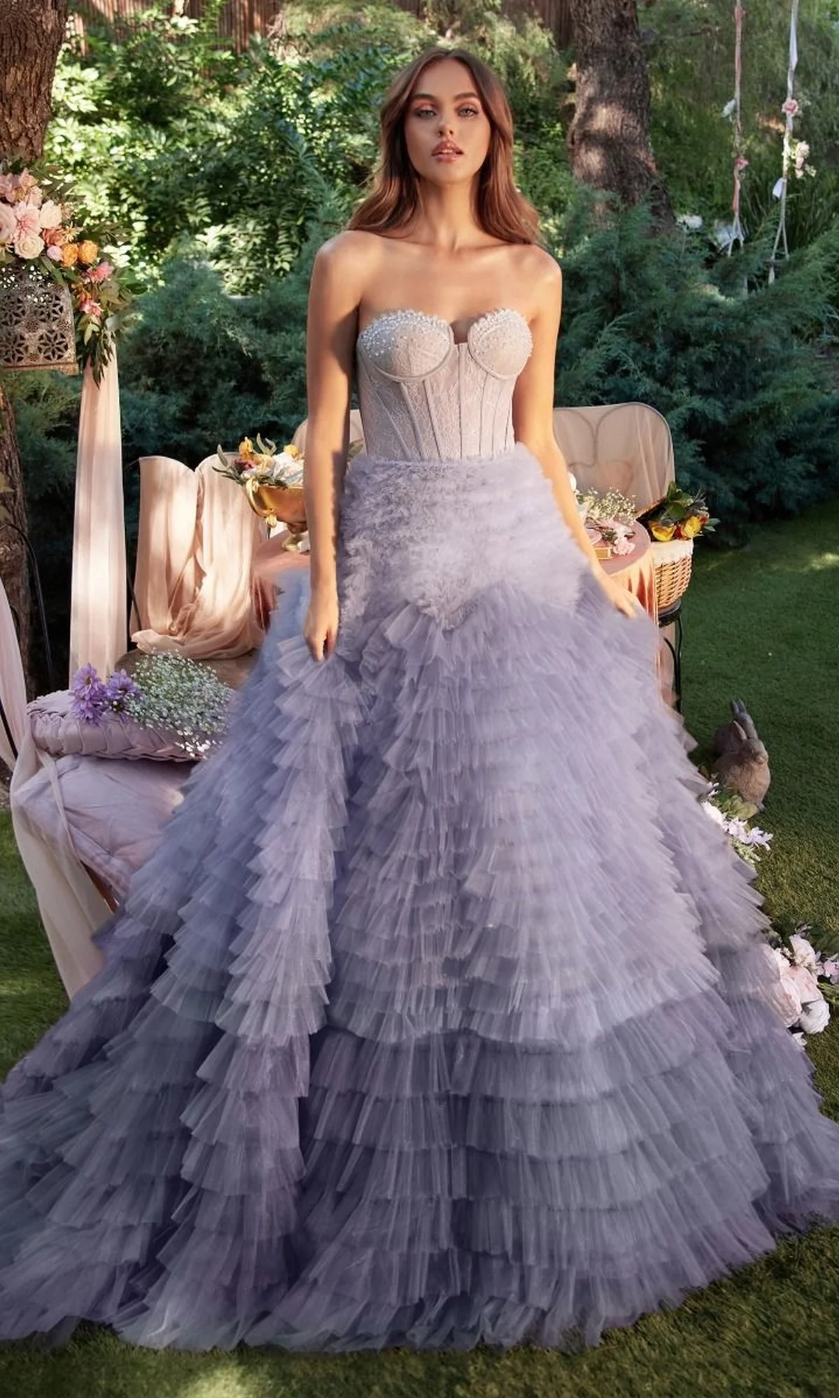 Tiered Strapless Ombre Pink Prom Ball Gown A0767 - Image 3
