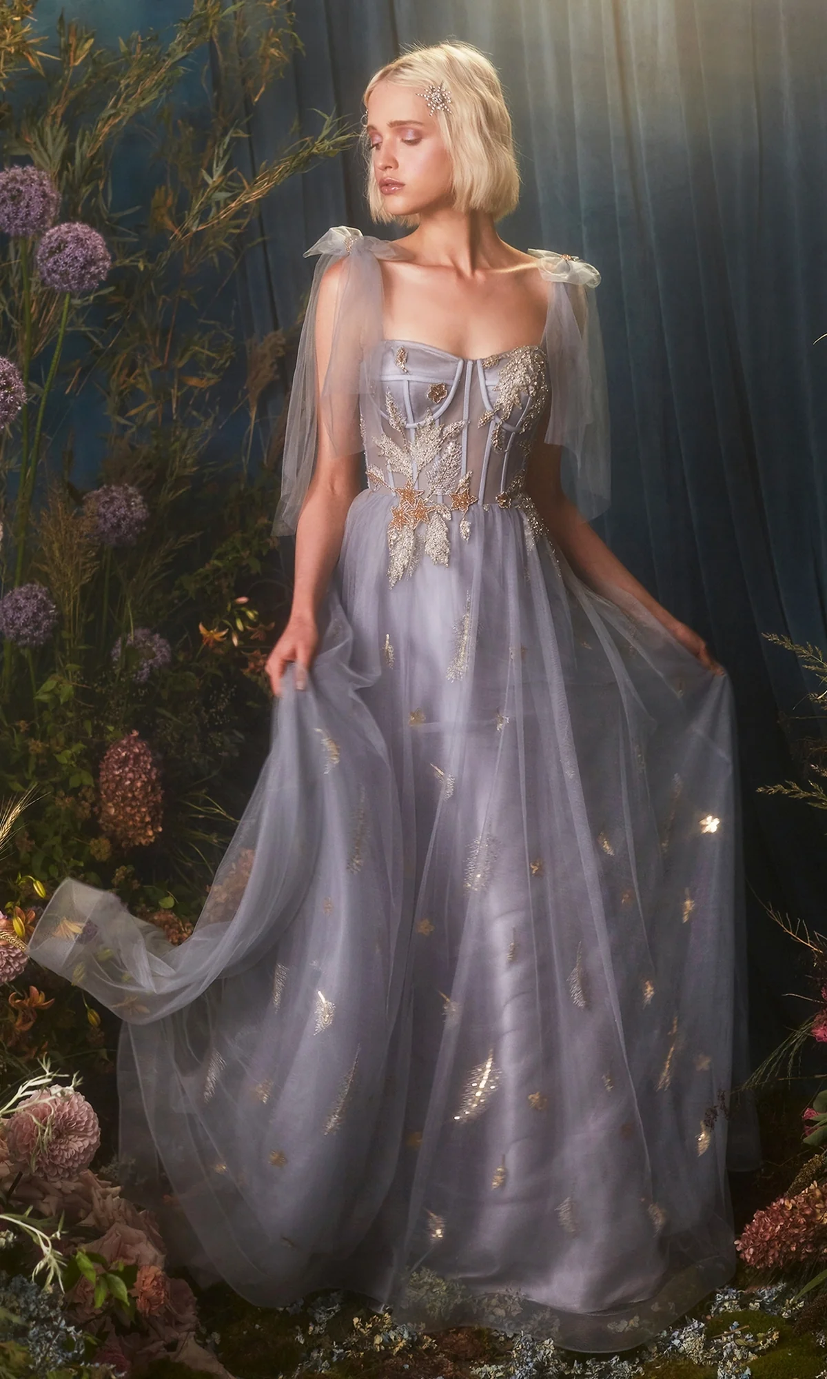 Shoulder-Bow Long Corset Prom Ball Gown A0824 - Image 5