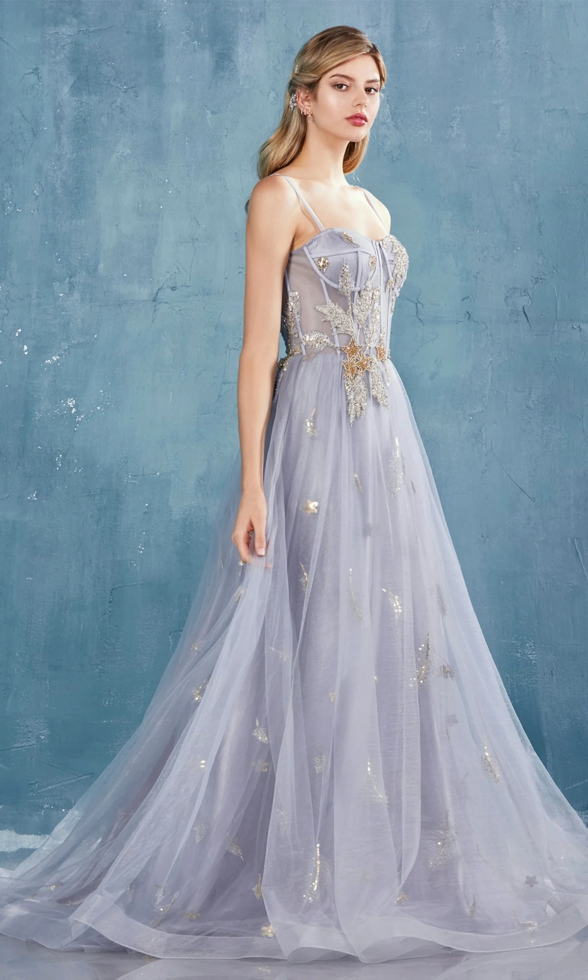 Shoulder-Bow Long Corset Prom Ball Gown A0824 - Image 6