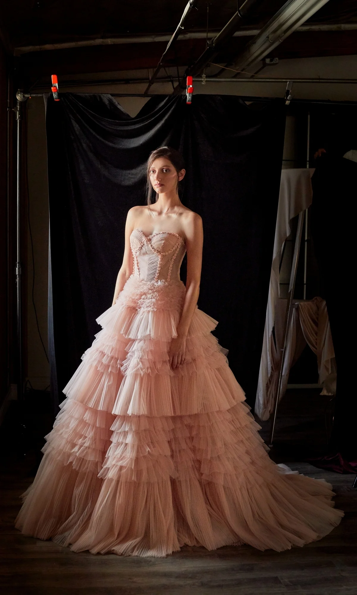 Strapless Tiered Long Prom Ball Gown A1017 - Image 7