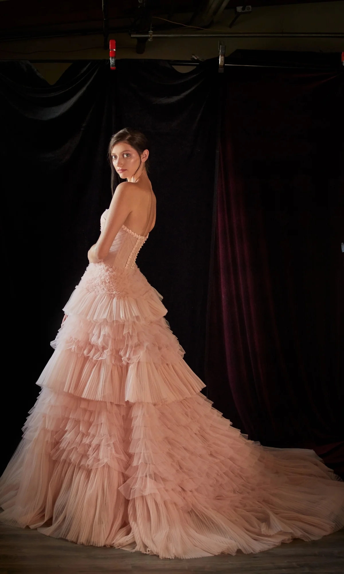 Strapless Tiered Long Prom Ball Gown A1017 - Image 8