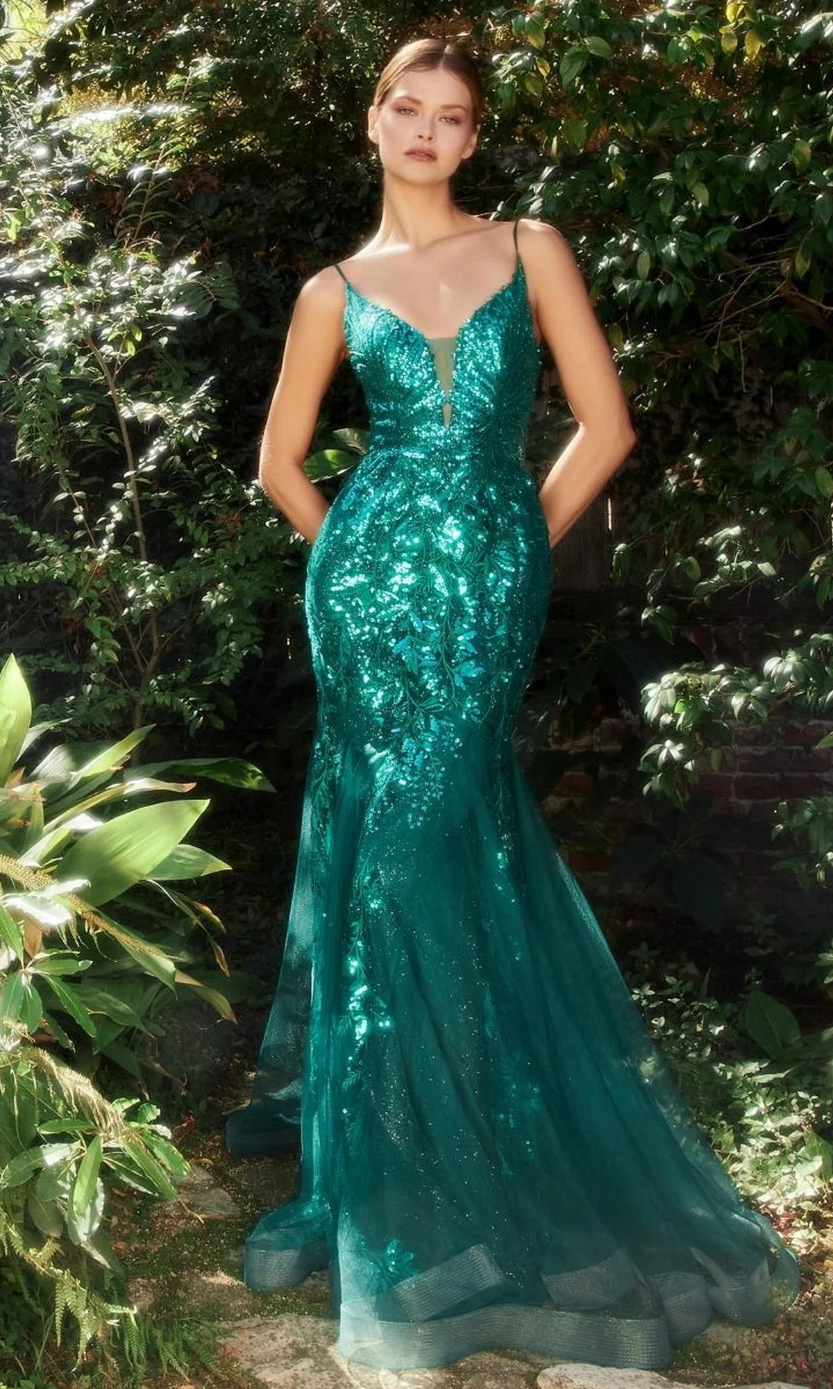 Sequin-Print V-Neck Long Mermaid Prom Dress A1118 - Image 3