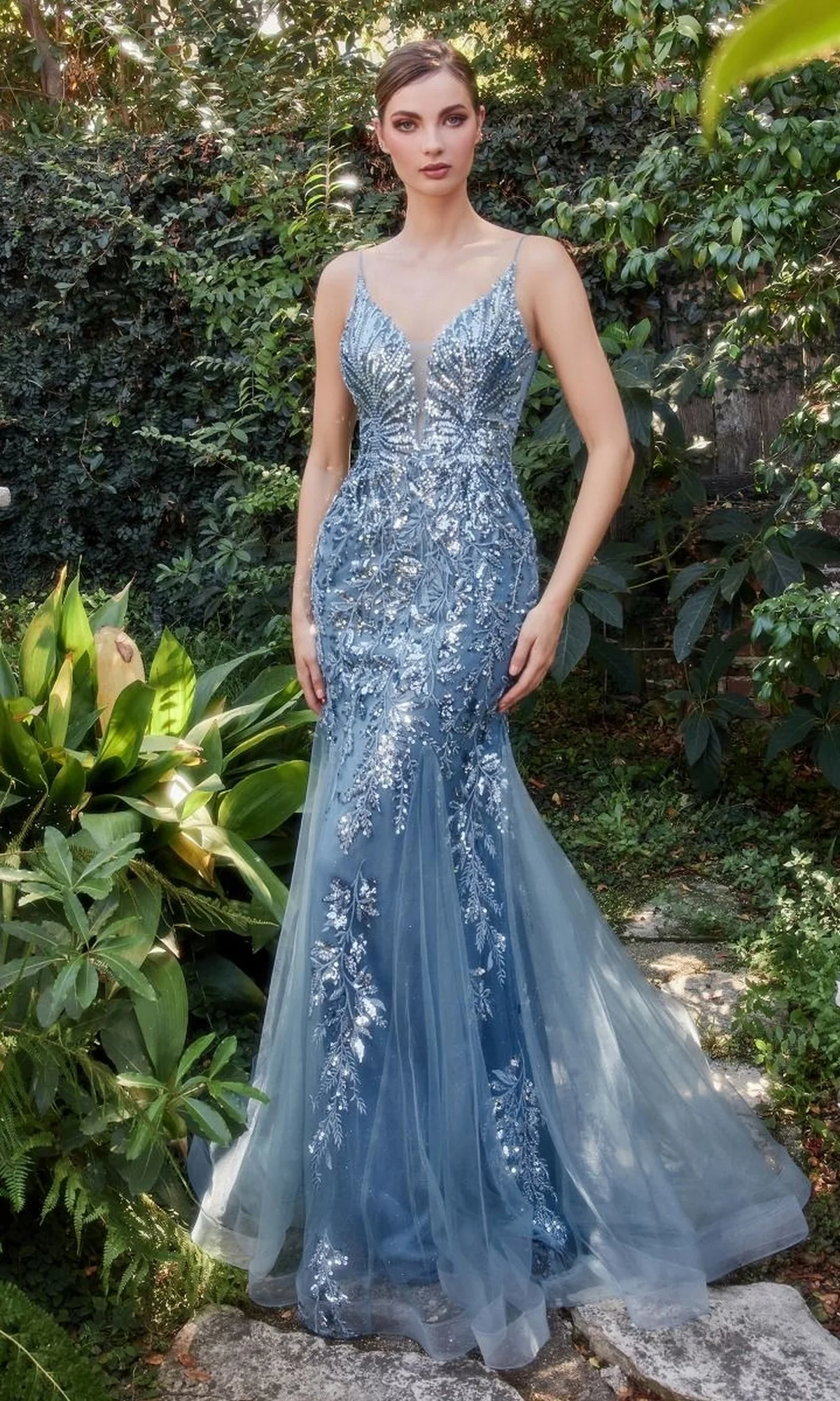Sequin-Print V-Neck Long Mermaid Prom Dress A1118 - Image 4
