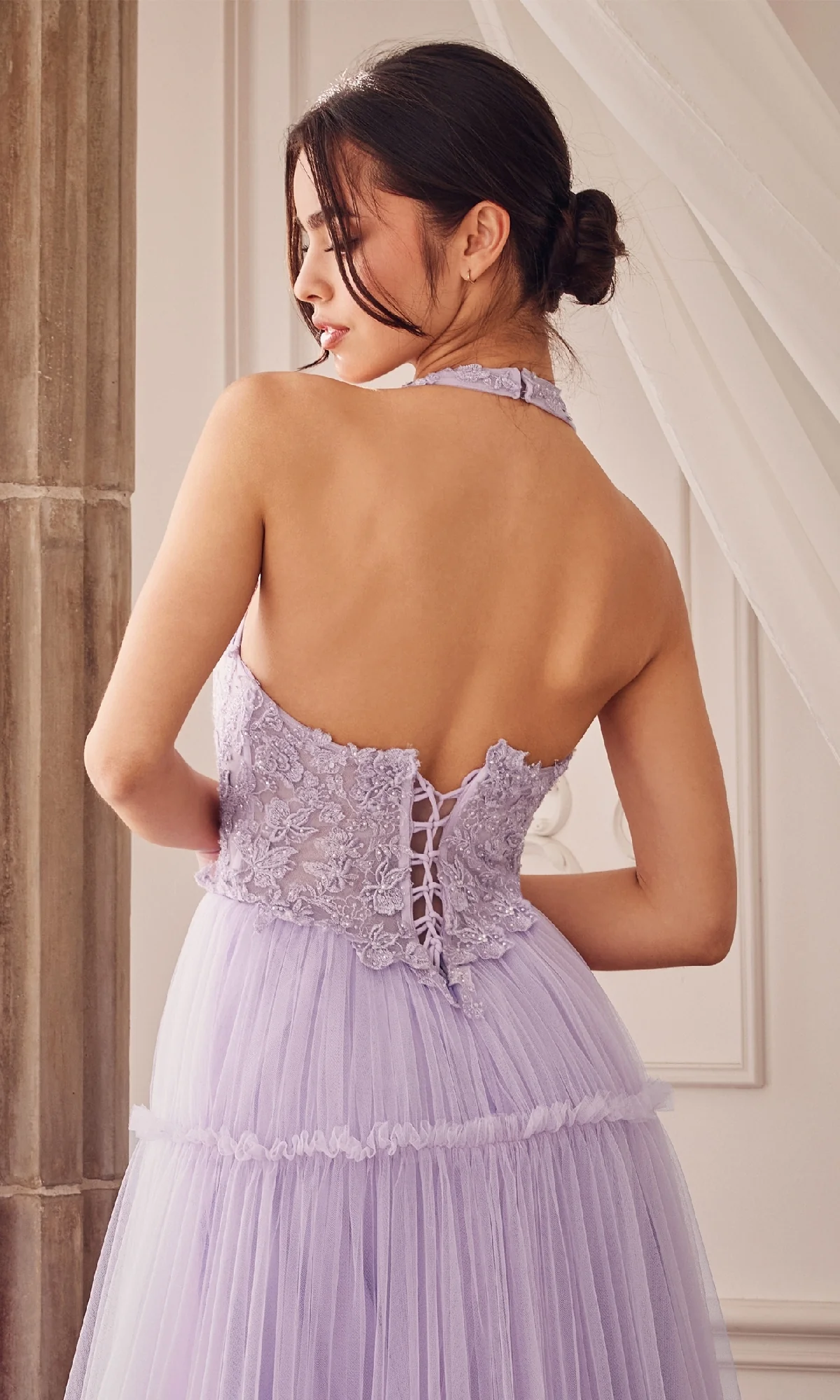 Lace-Halter Long A-Line Prom Dress A1206 - Image 9