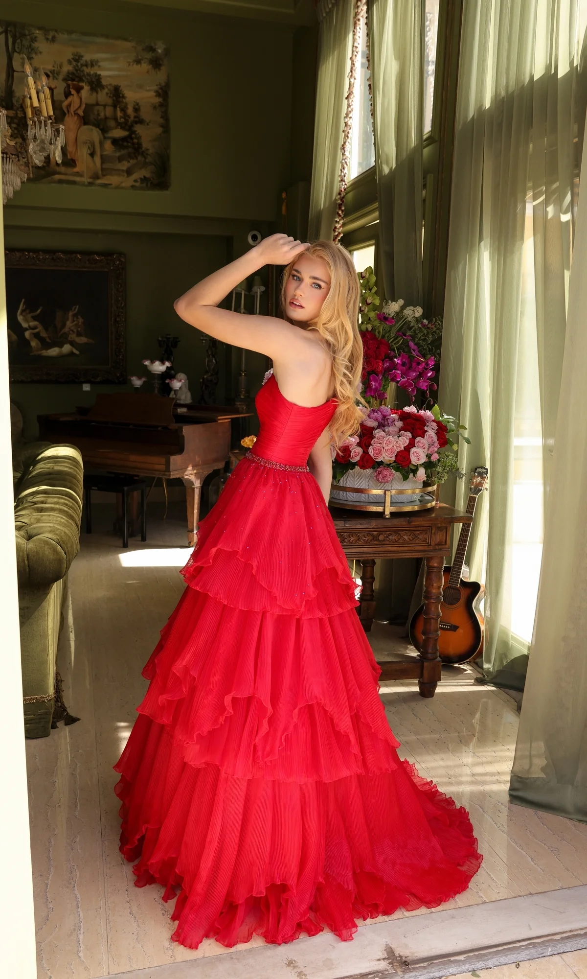 One-Shoulder Tiered Prom Gown: Ava Presley 29131 - Image 25