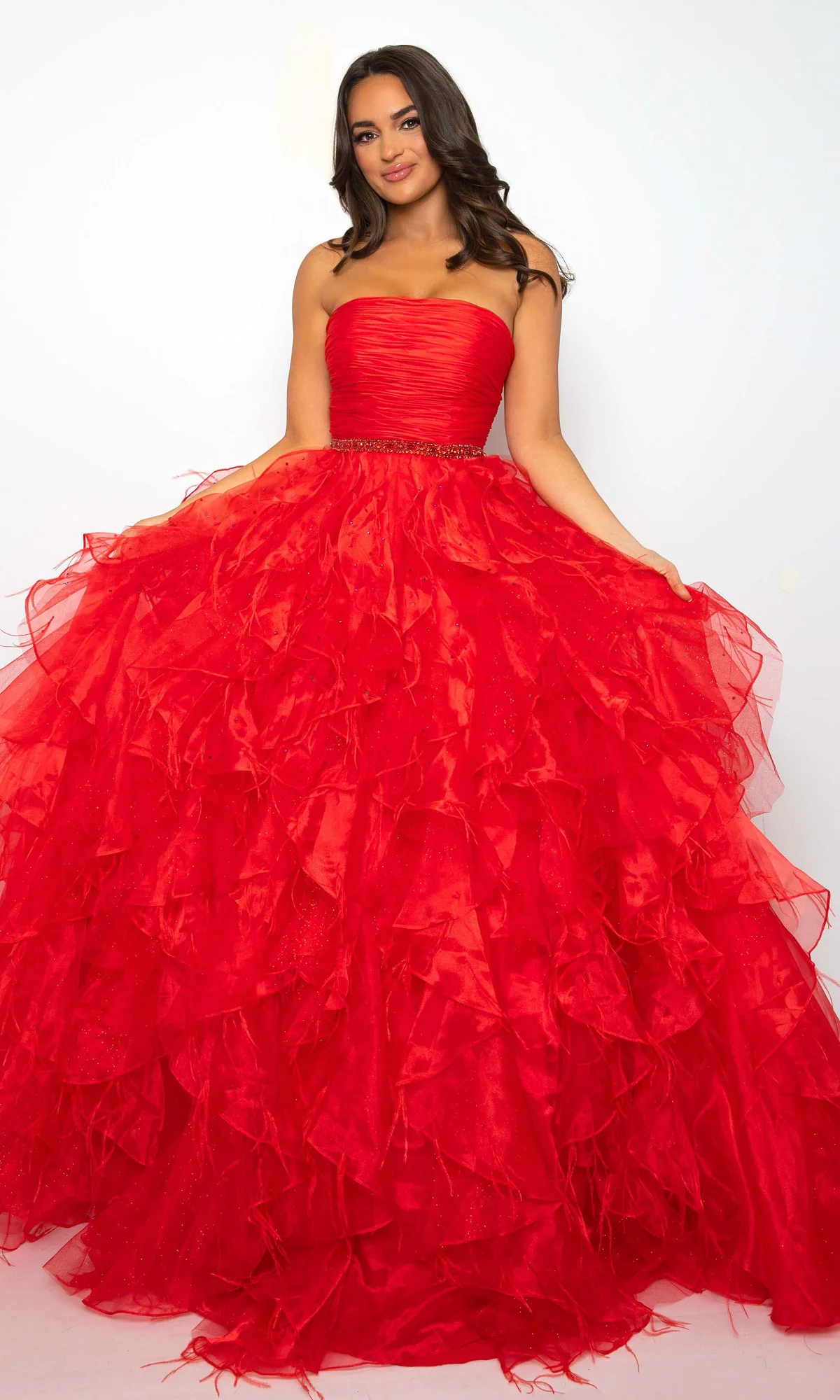 Strapless Ruffle Prom Gown: Ava Presley 39555 - Image 3