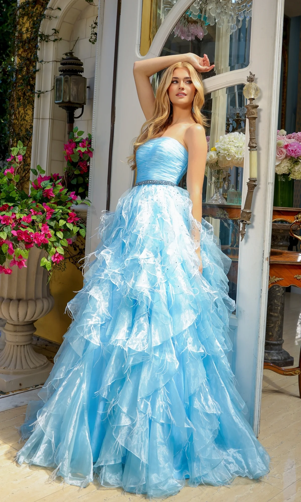 Strapless Ruffle Prom Gown: Ava Presley 39555 - Image 6