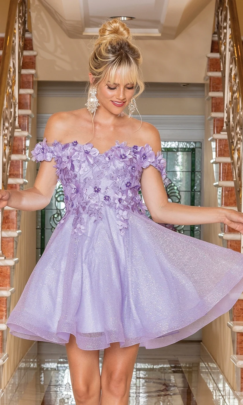 Corset-Back Babydoll Short Metallic Prom Dress - Image 4