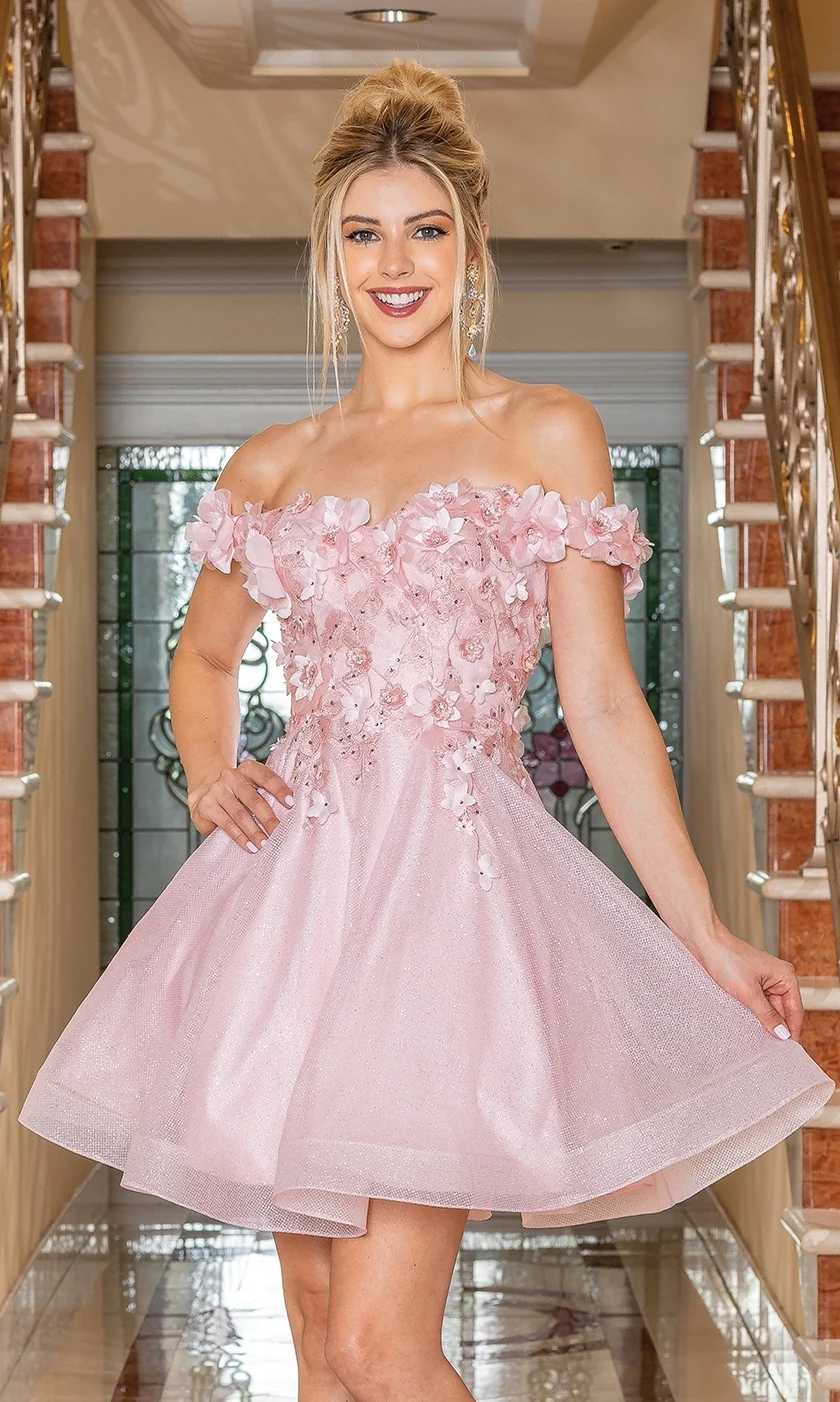 Corset-Back Babydoll Short Metallic Prom Dress - Image 6