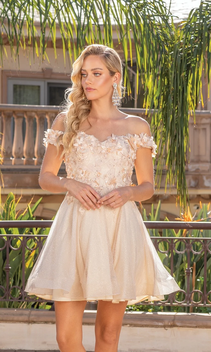 Corset-Back Babydoll Short Metallic Prom Dress - Image 7