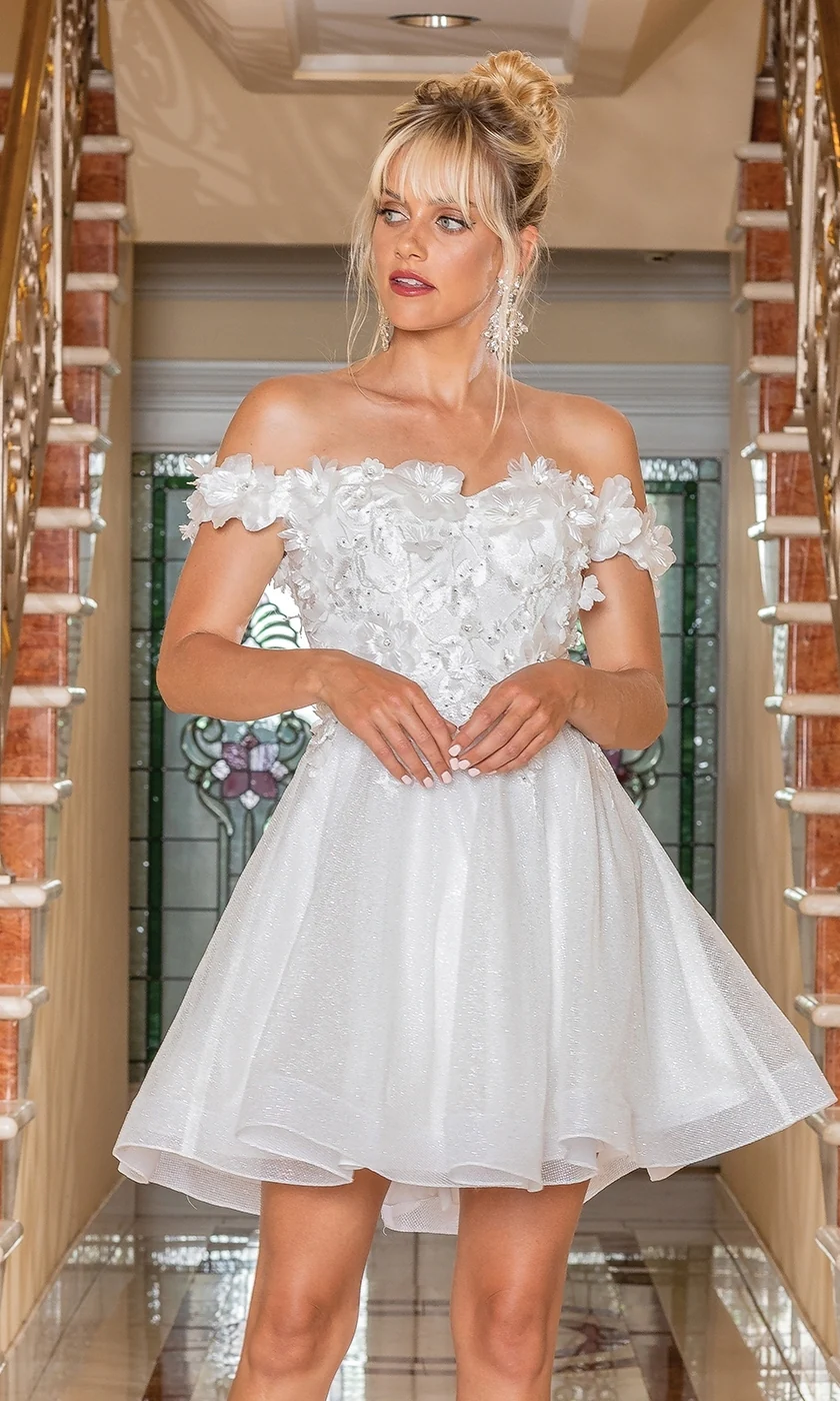 Corset-Back Babydoll Short Metallic Prom Dress - Image 8