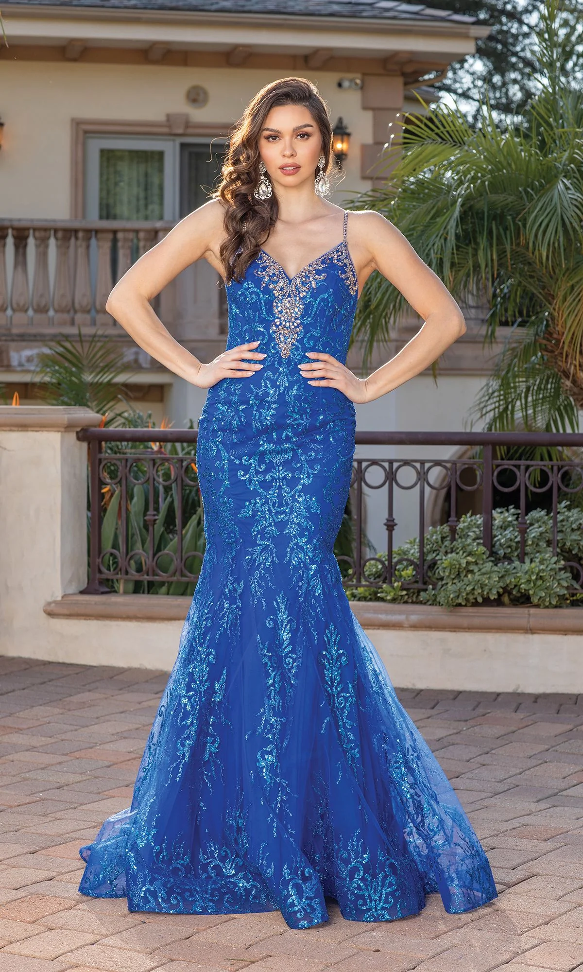 Sequin-Print Long Mermaid Prom Dress with Corset - Image 6