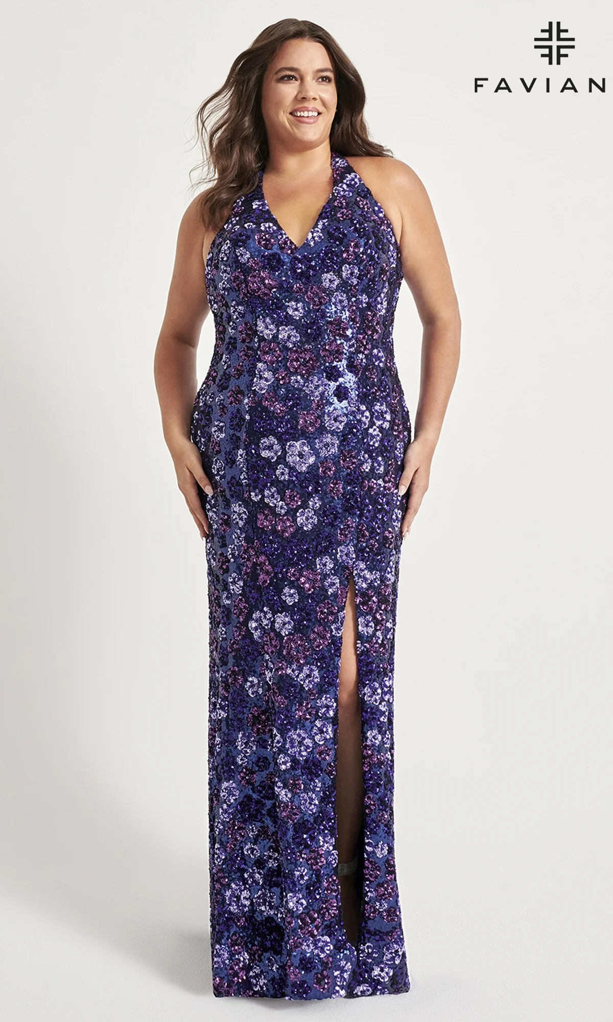 Floral-Sequin Plus-Size Prom Dress 9560 - Image 3