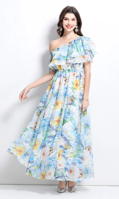 Ruffled Floral-Print Casual Summer Maxi Dress - Image 3