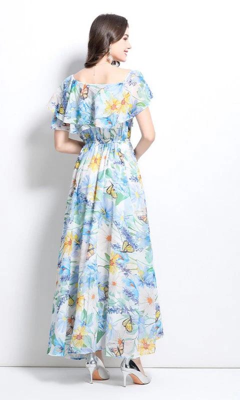 Ruffled Floral-Print Casual Summer Maxi Dress - Image 4