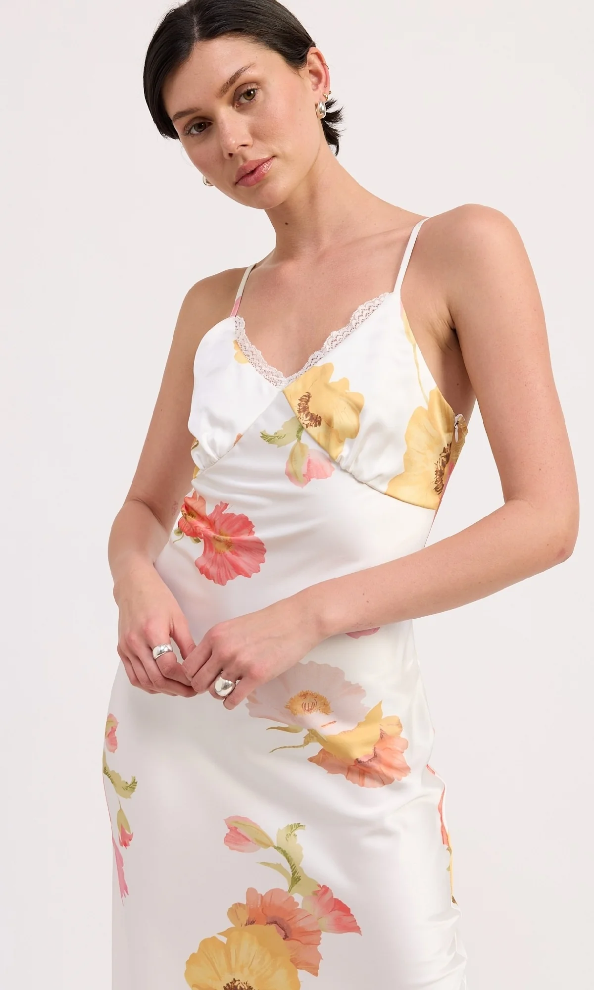 V-Neck Floral Print Midi Slip Dress - Image 5