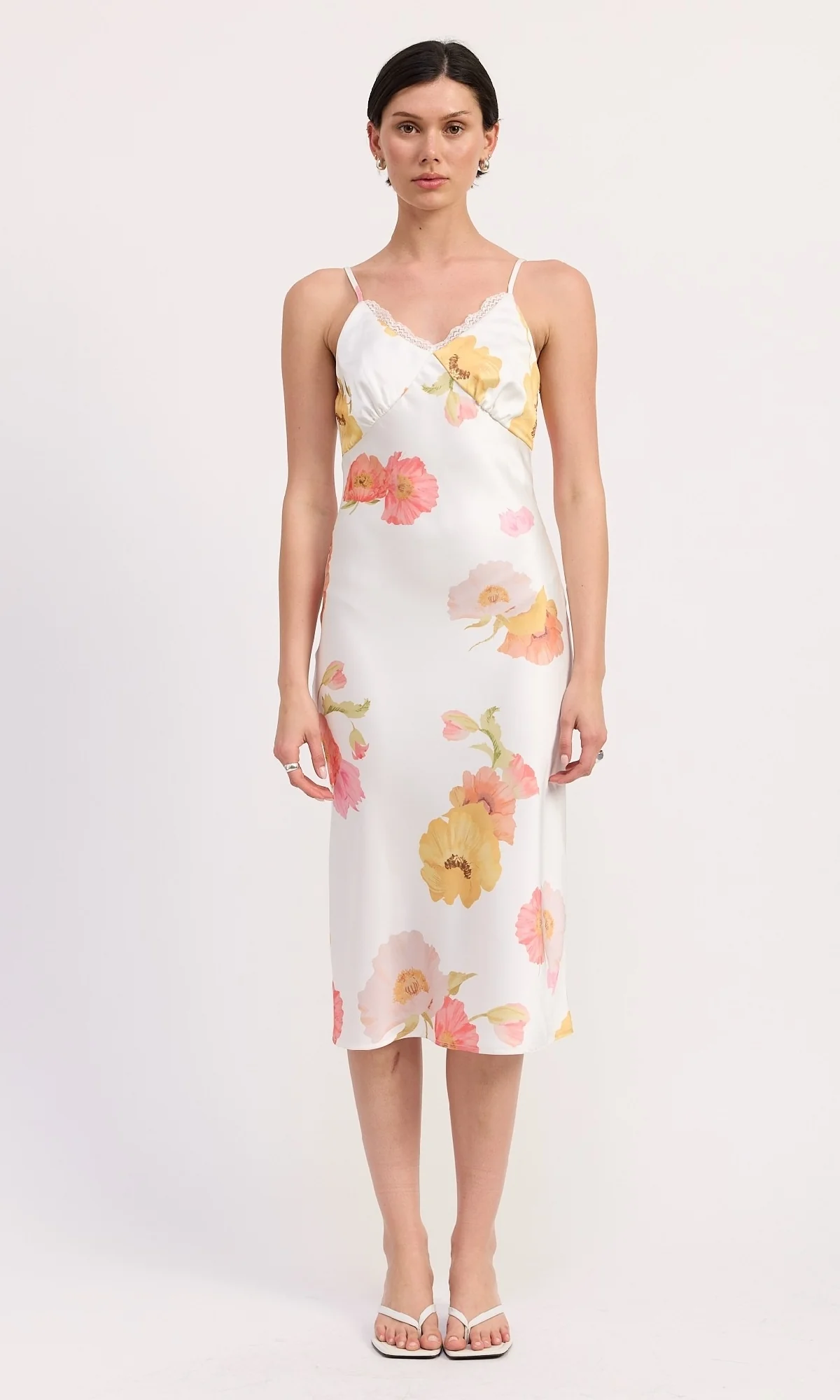 V-Neck Floral Print Midi Slip Dress - Image 6
