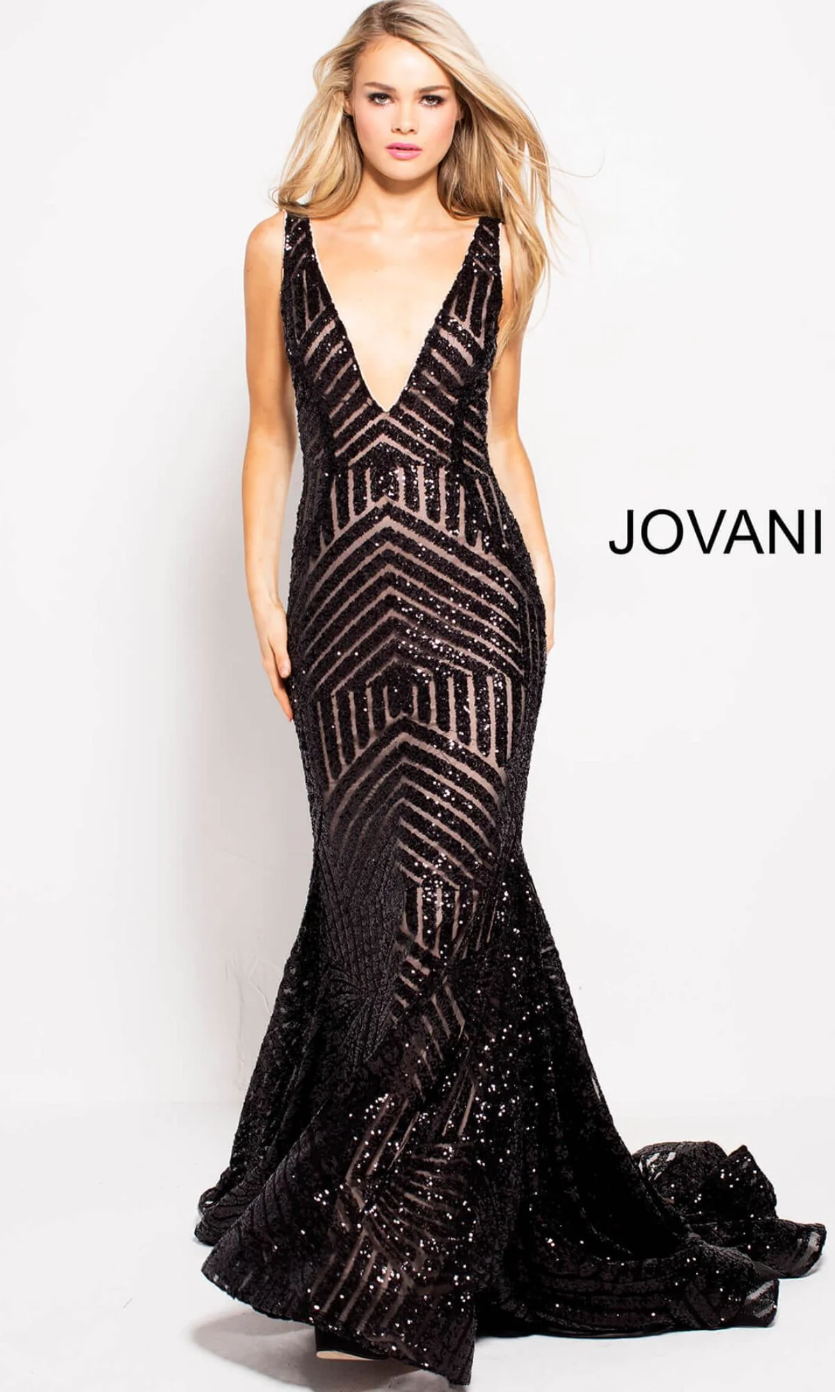 Jovani Plus-Size Mermaid Prom Dress with Sequins - Image 4
