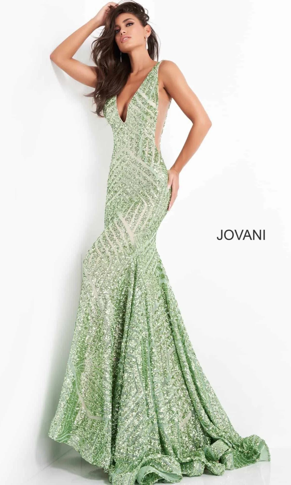 Jovani Plus-Size Mermaid Prom Dress with Sequins - Image 7