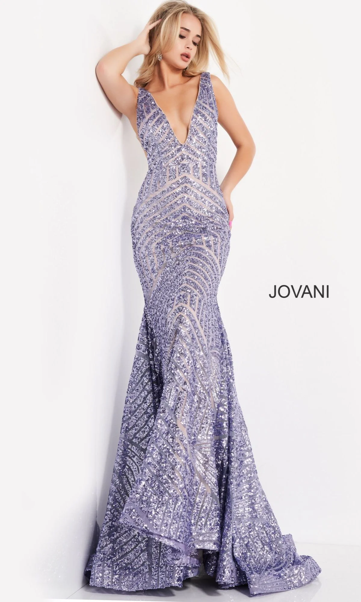 Jovani Plus-Size Mermaid Prom Dress with Sequins - Image 8