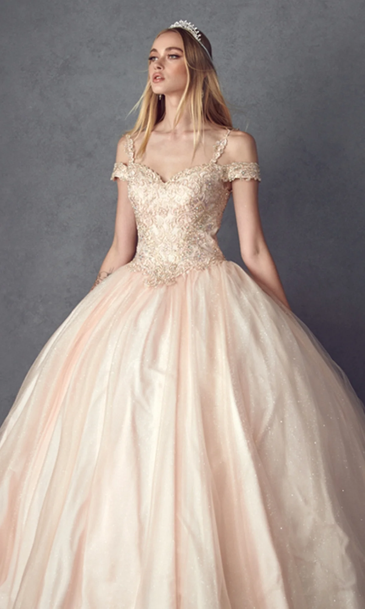 Juliet 1430 Cold-Shoulder Glitter Quinceanera Dress - Image 10