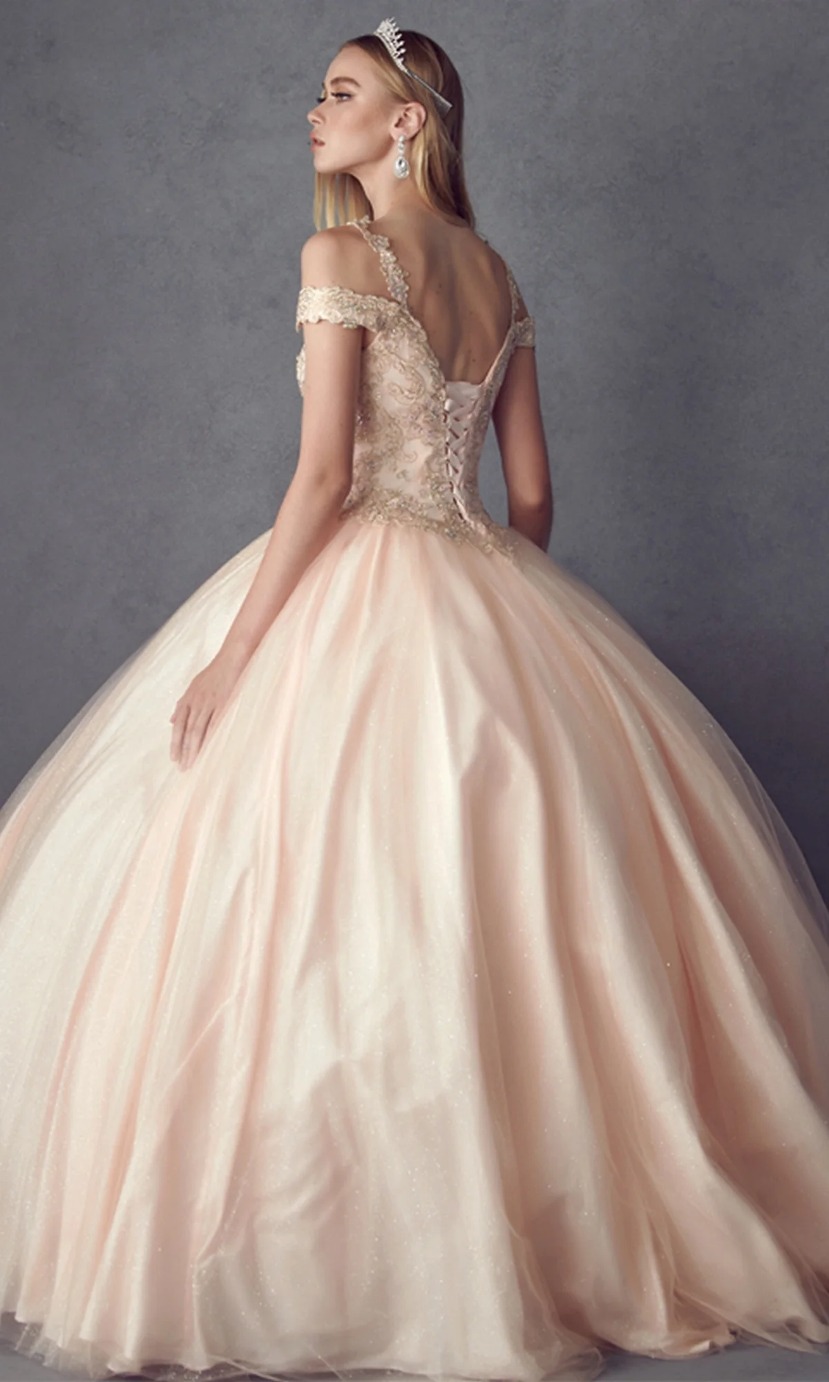 Juliet 1430 Cold-Shoulder Glitter Quinceanera Dress - Image 11