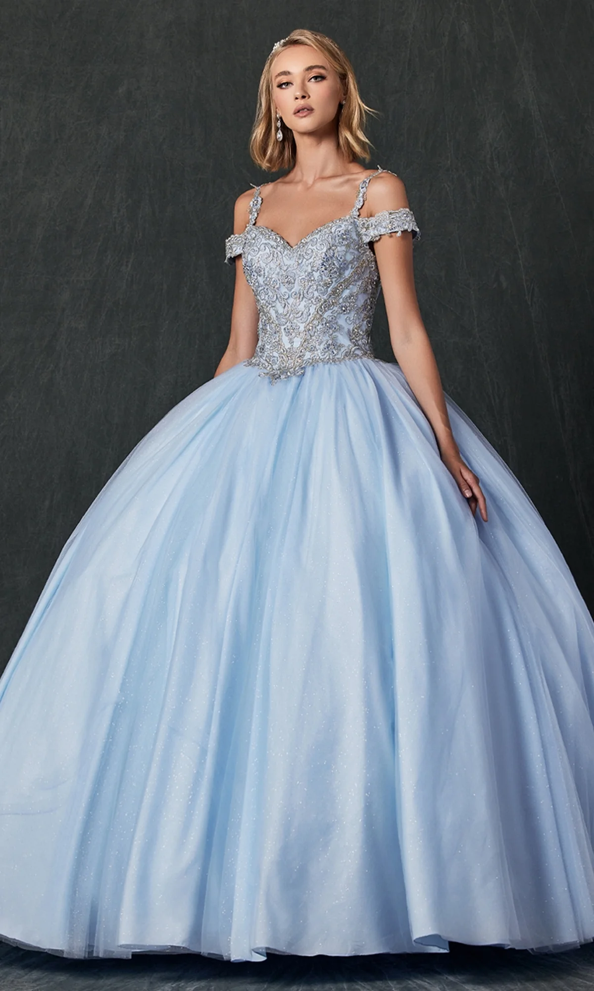 Juliet 1430 Cold-Shoulder Glitter Quinceanera Dress - Image 4