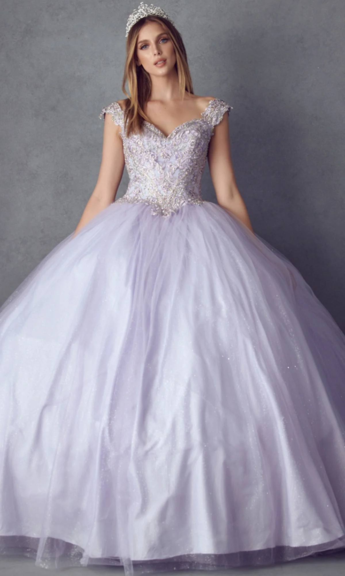 Juliet 1430 Cold-Shoulder Glitter Quinceanera Dress - Image 5