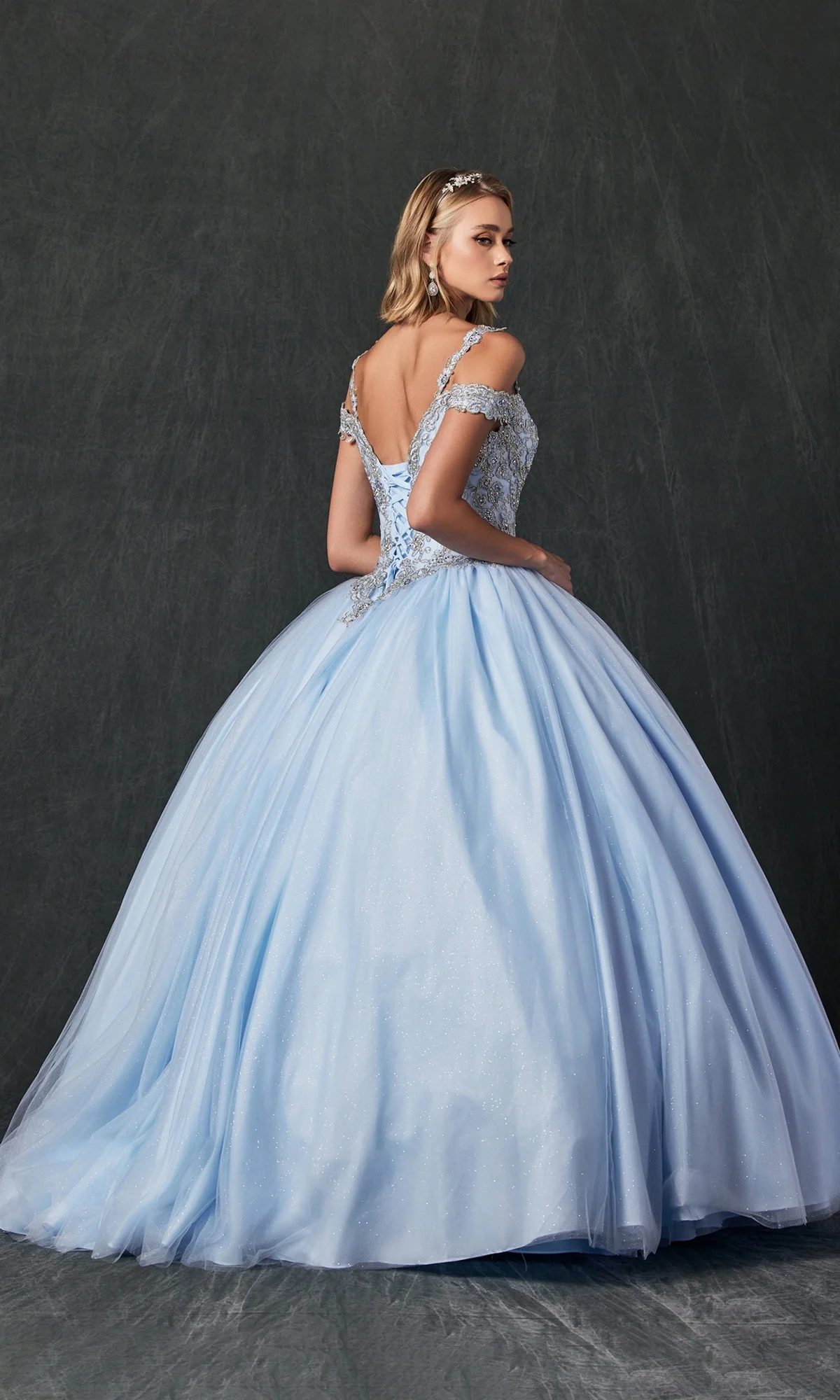 Juliet 1430 Cold-Shoulder Glitter Quinceanera Dress - Image 8