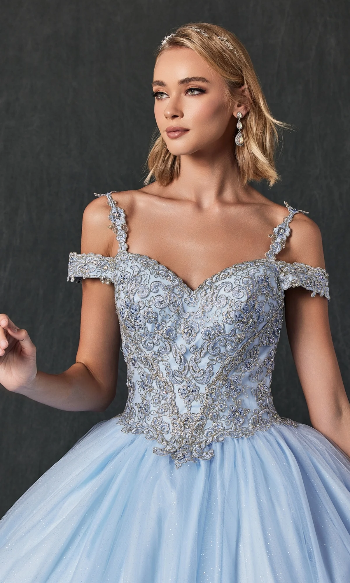 Juliet 1430 Cold-Shoulder Glitter Quinceanera Dress - Image 9