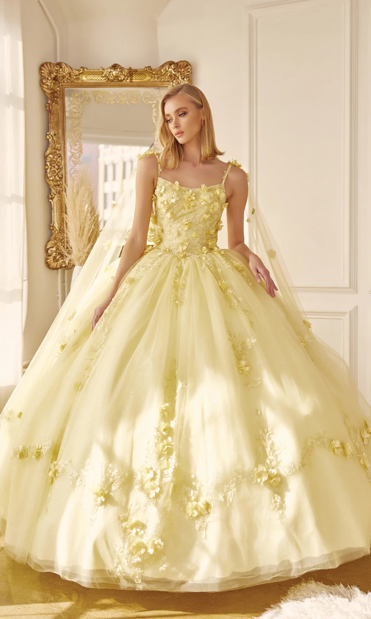 Juliet 1436 Glitter Quinceañera Dress with Cape - Image 3