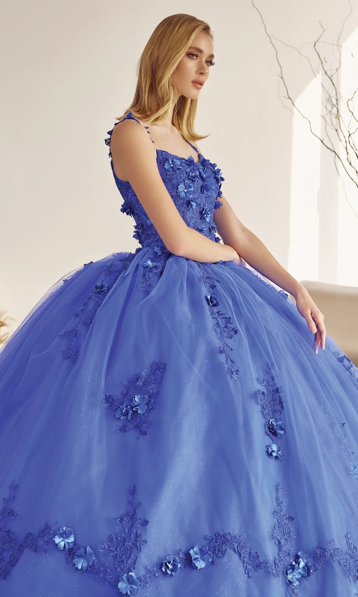 Juliet 1436 Glitter Quinceañera Dress with Cape - Image 6