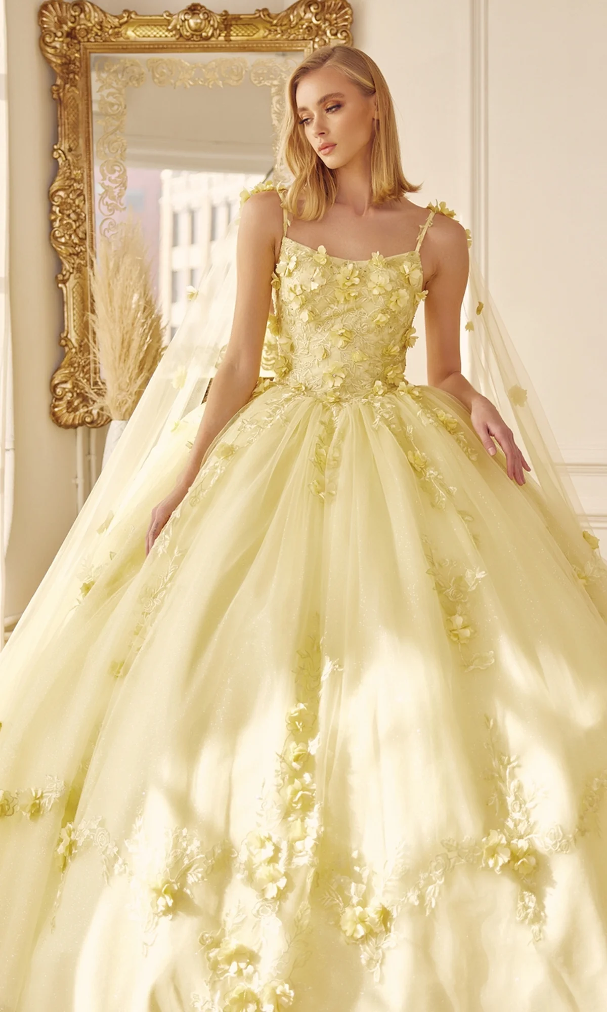 Juliet 1436 Glitter Quinceañera Dress with Cape - Image 7