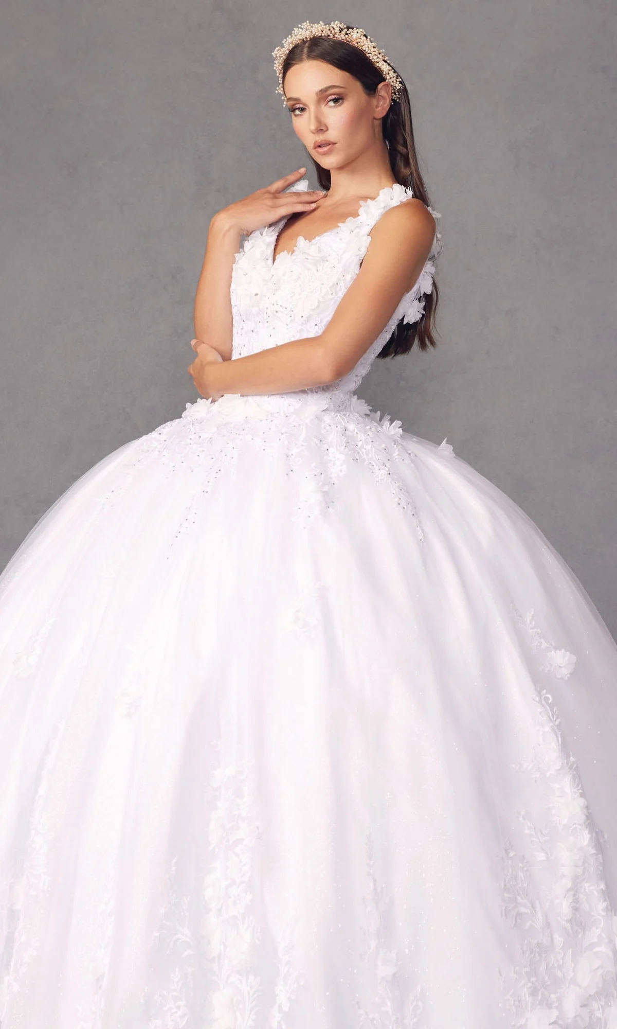 Juliet 1437W Traditional White Quinceañera Dress - Image 3