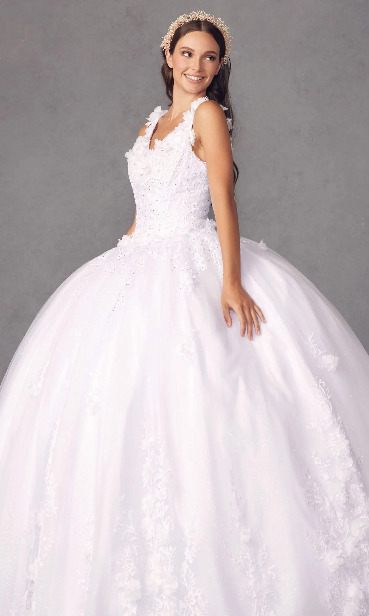 Juliet 1437W Traditional White Quinceañera Dress - Image 4