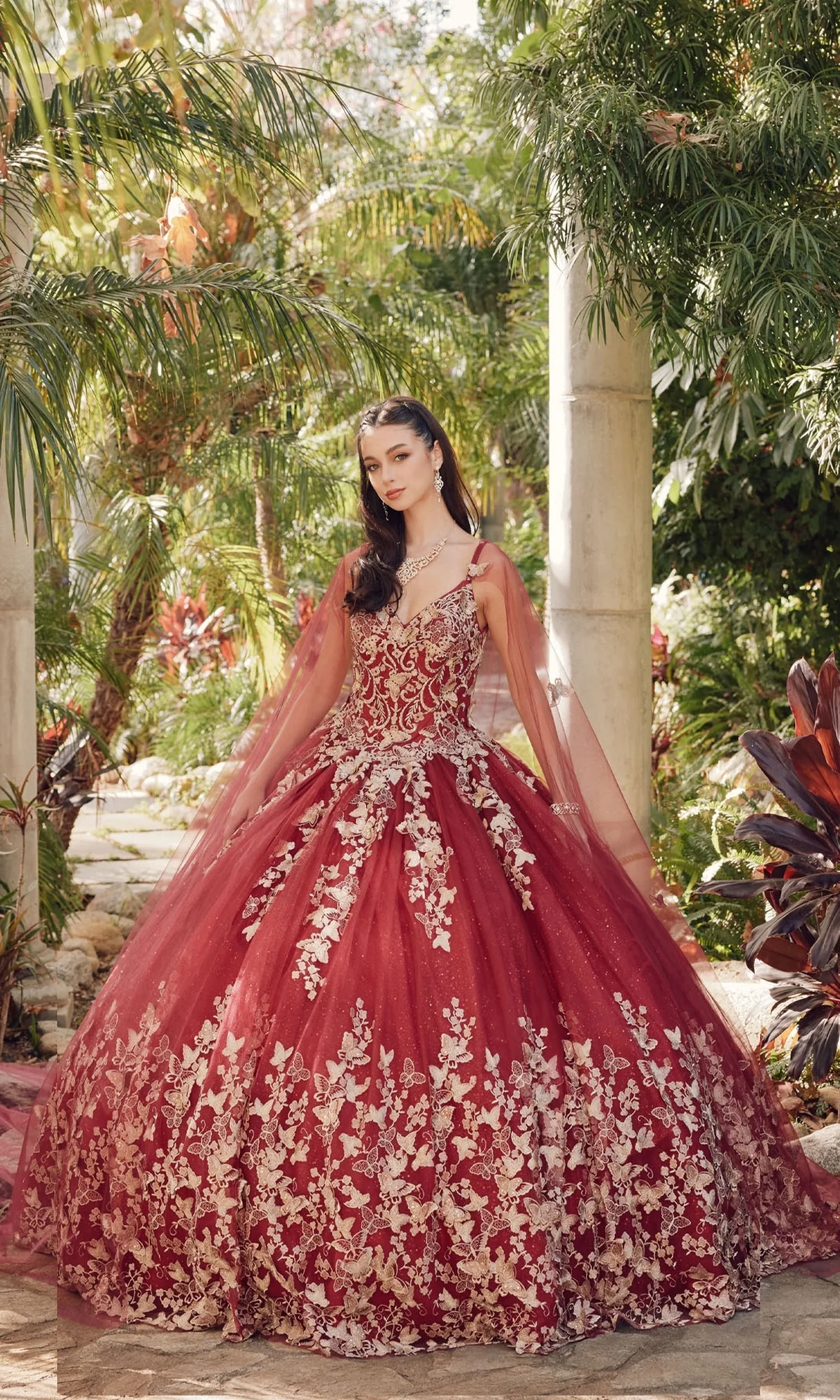 Juliet 1442 Quinceañera Dress with Sheer Cape - Image 11