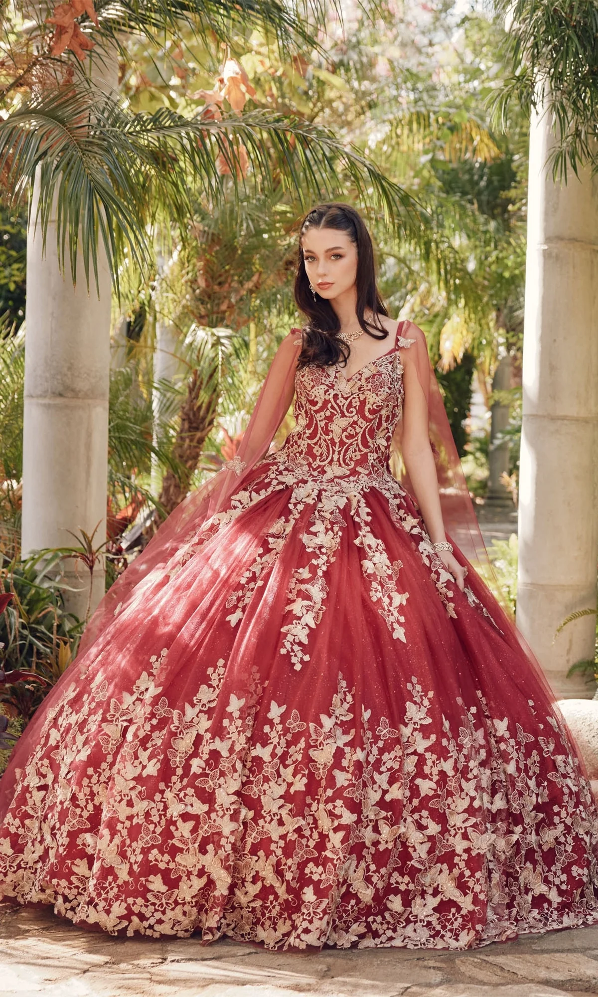Juliet 1442 Quinceañera Dress with Sheer Cape - Image 12