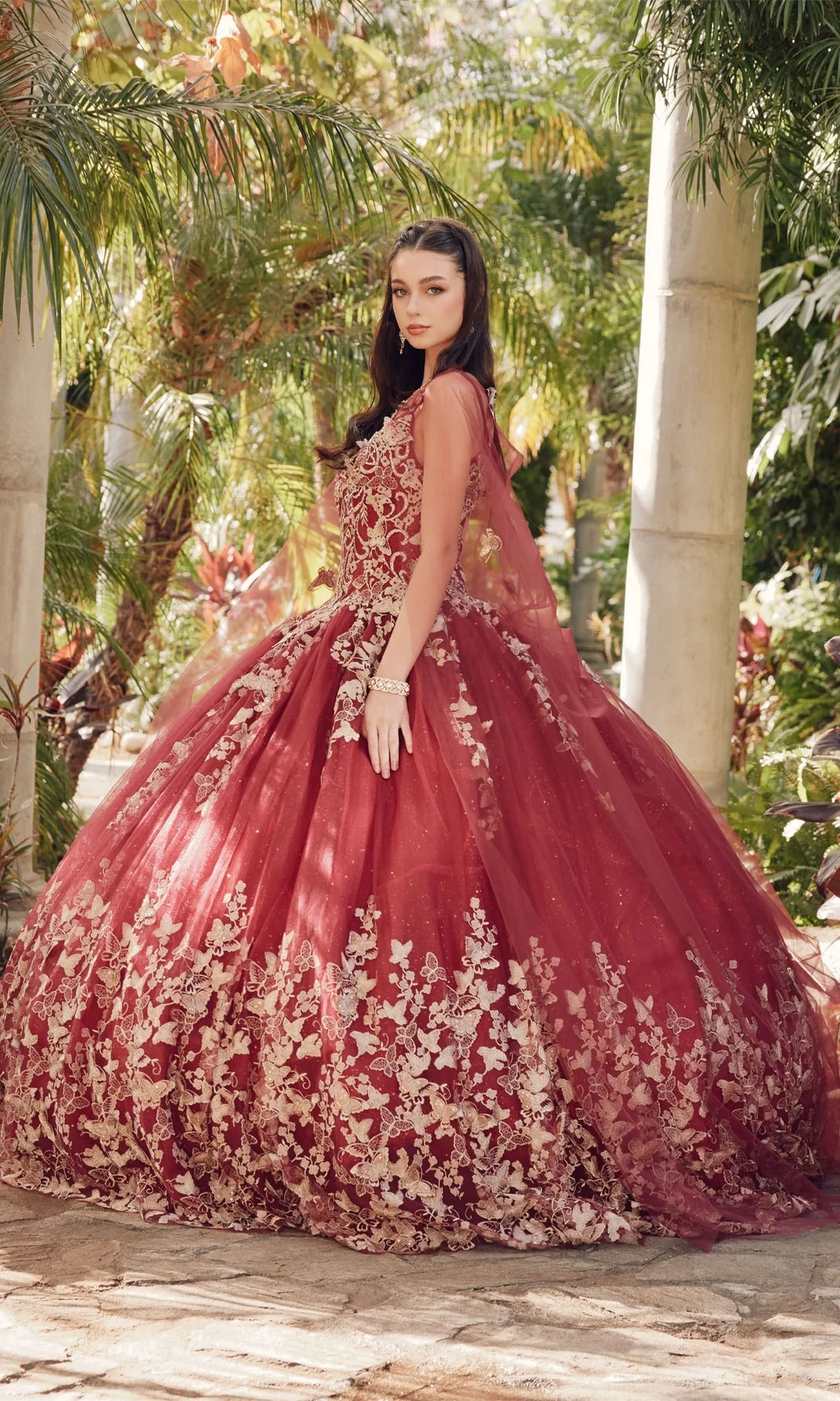 Juliet 1442 Quinceañera Dress with Sheer Cape - Image 13