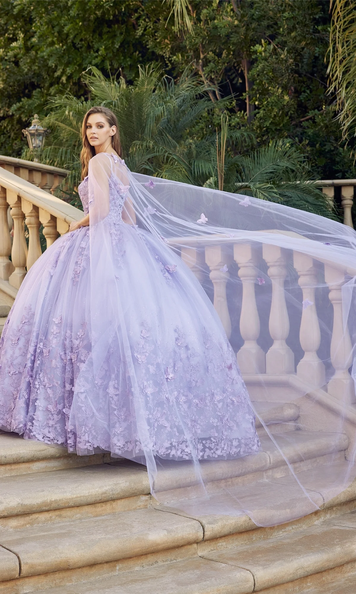 Juliet 1442 Quinceañera Dress with Sheer Cape - Image 5