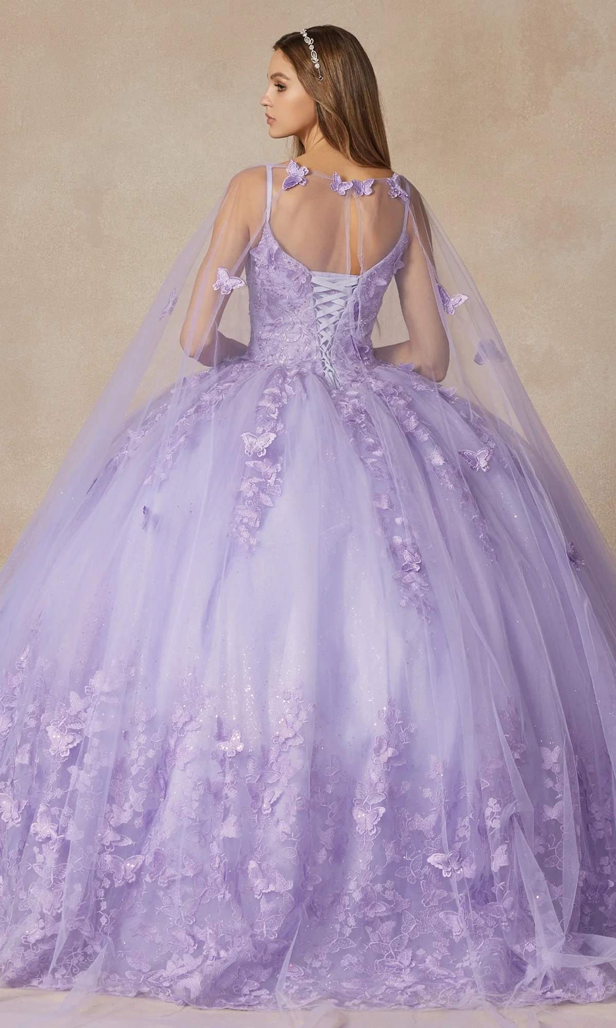 Juliet 1442 Quinceañera Dress with Sheer Cape - Image 6
