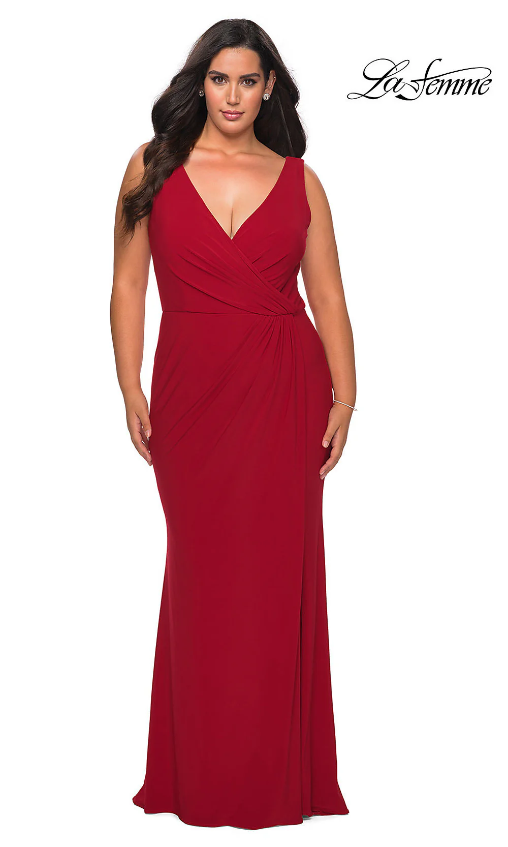 Simple Long Plus-Size Prom Dress by La Femme - Image 6