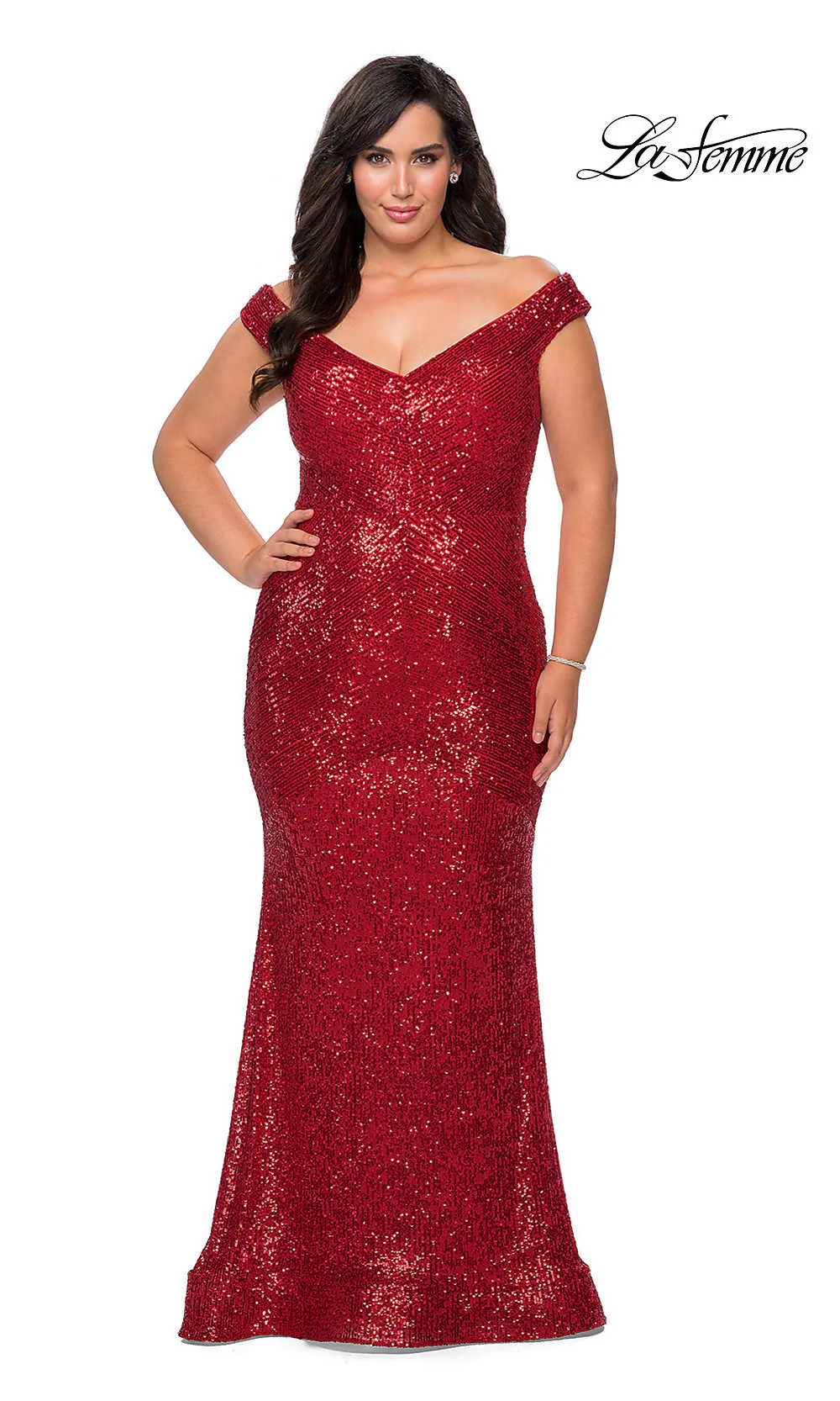 Mermaid Sequin Plus-Size La Femme Formal Dress - Image 3