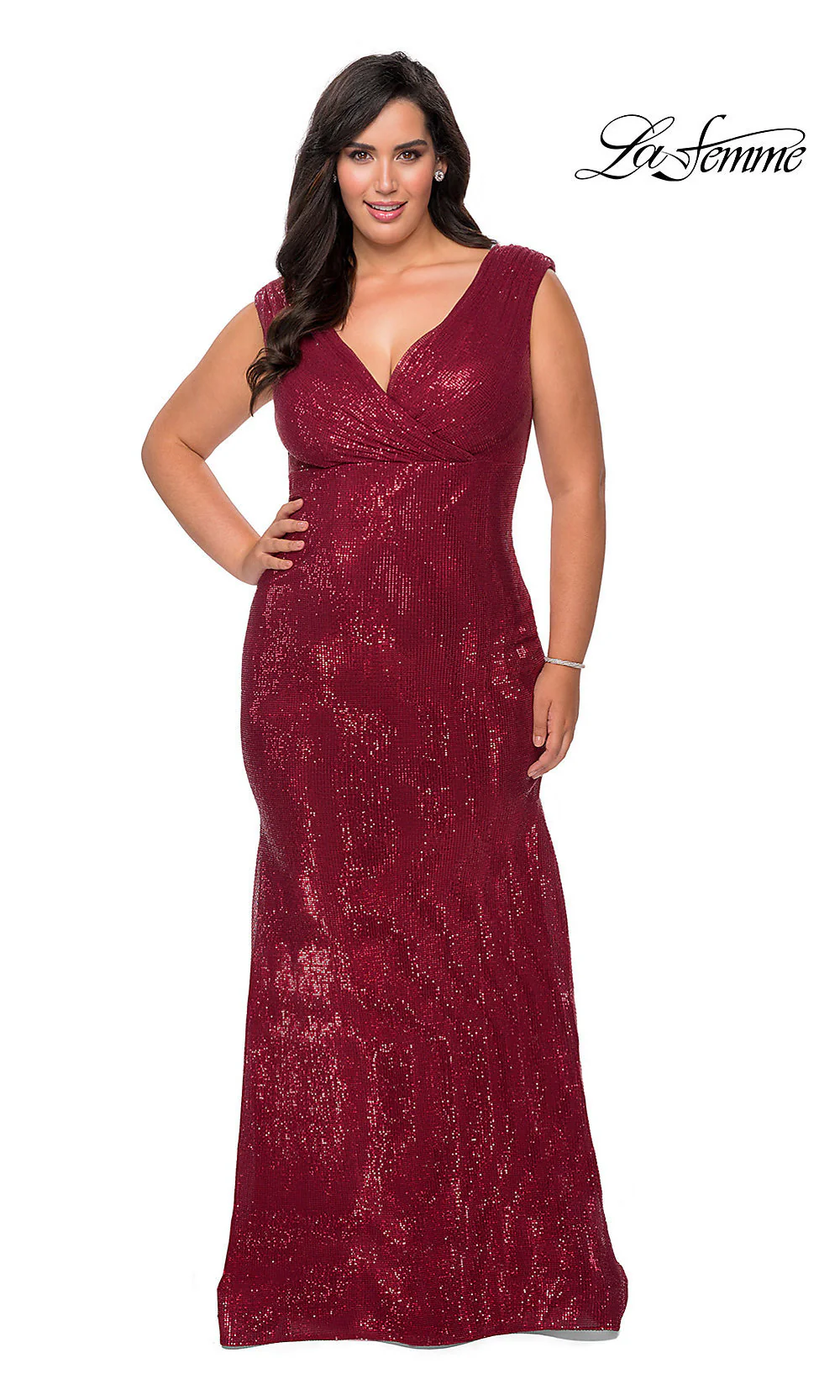 Empire-Waist Sequin Long Plus-Size Formal Gown - Image 3