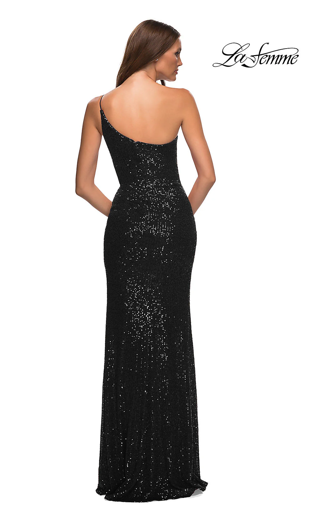 Long Sequin One-Shoulder Prom Dress by La Femme - Image 8