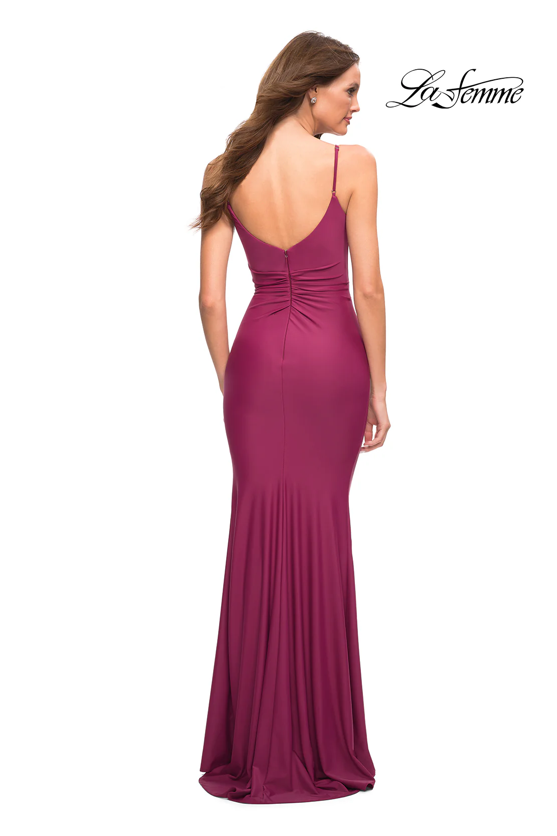 Cowl-Neck Long Jersey Prom Dress by La Femme - Image 6