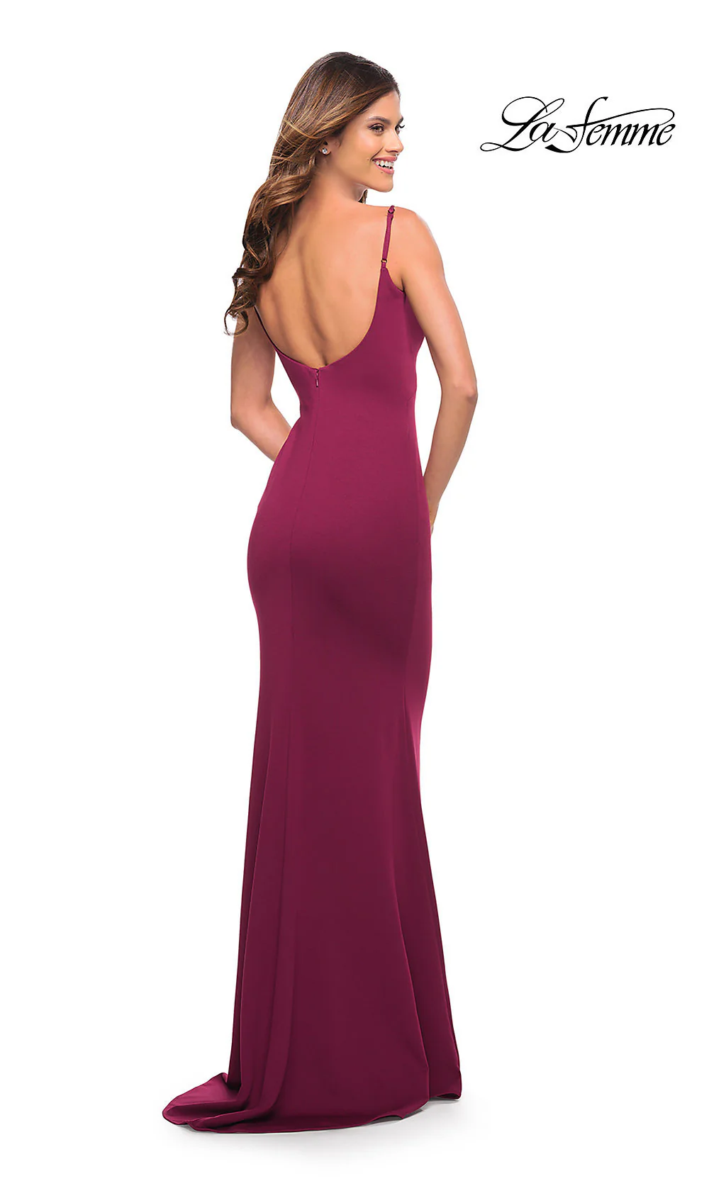 Long Sleek and Simple Prom Dress by La Femme - Image 4