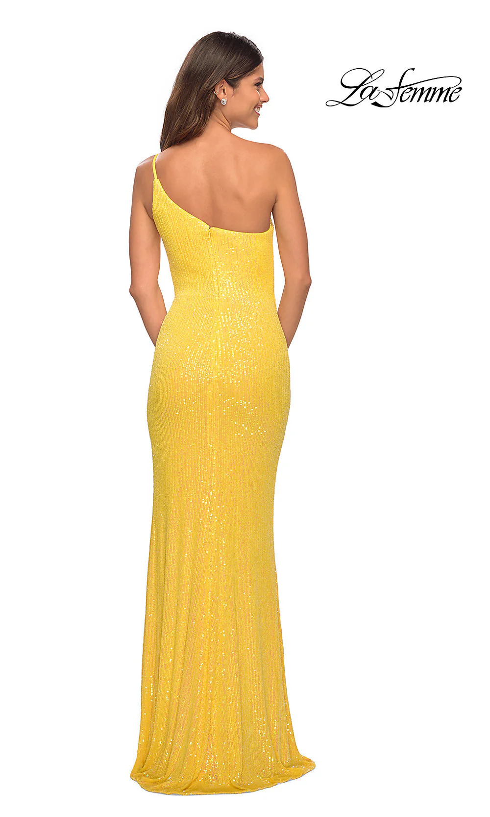 La Femme Long Sequin One-Shoulder Prom Dress - Image 10