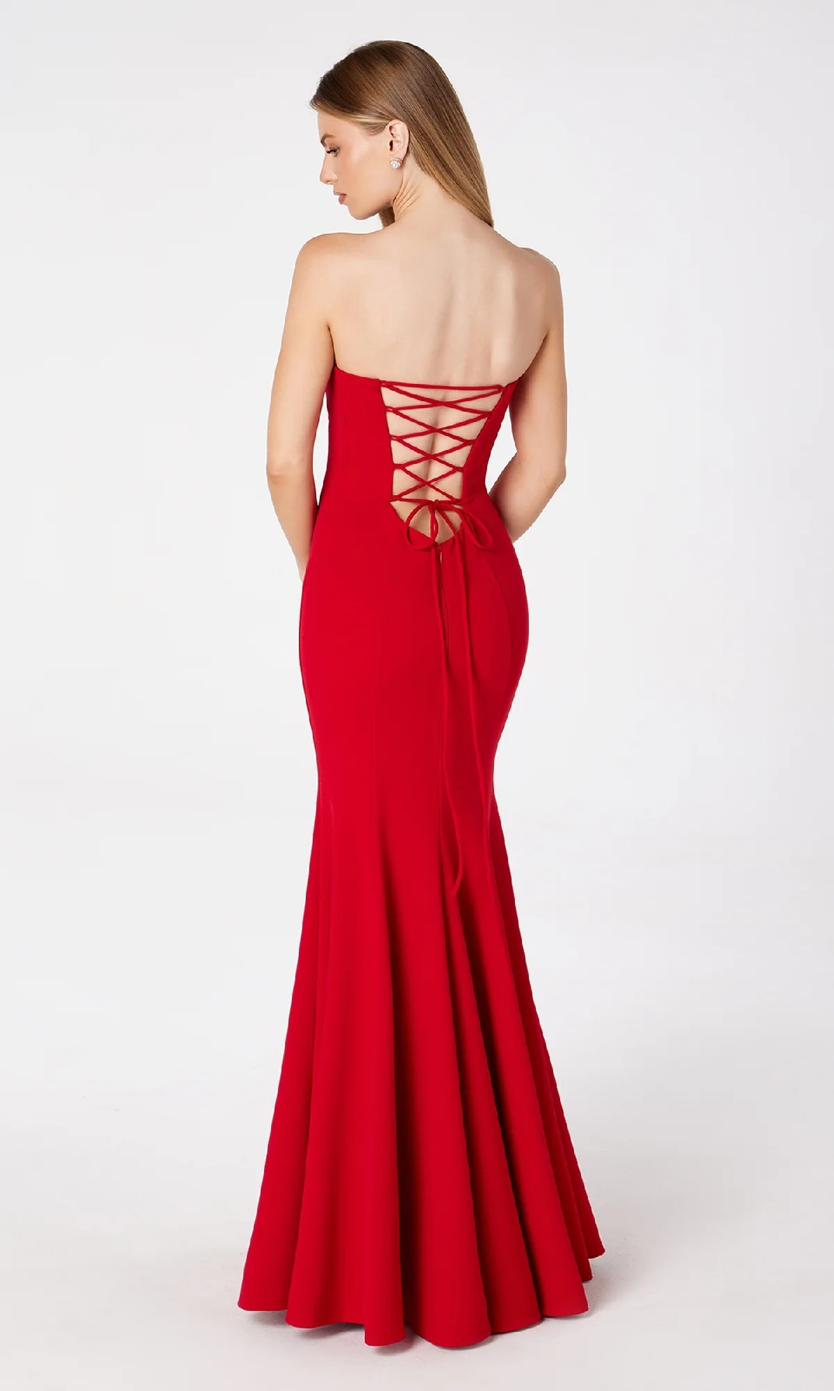 Lace-Up Strapless Long Prom Dress: Astee T2010 - Image 10